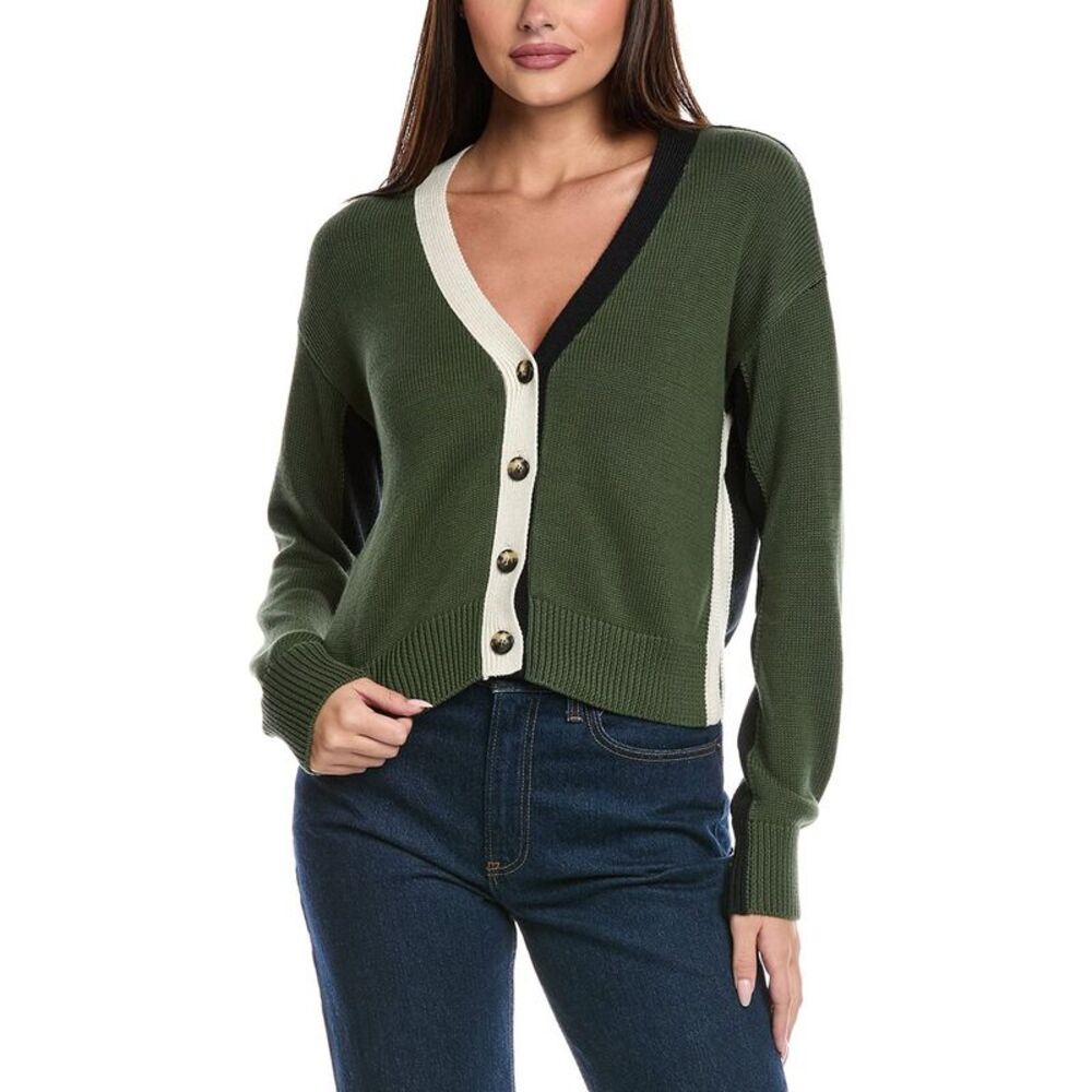 &Isla Womens  Amara Colorblock Cardigan, Green